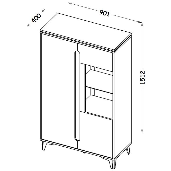 Vitrine Gappa 2D Esche/Weiß