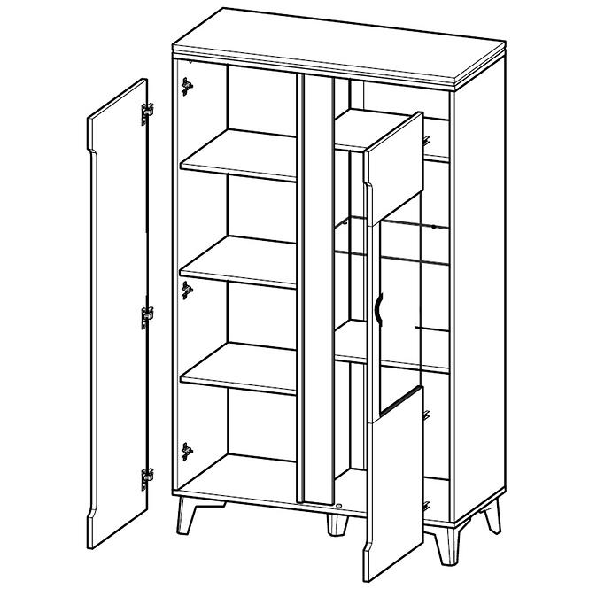 Vitrine Gappa 2D Esche/Weiß