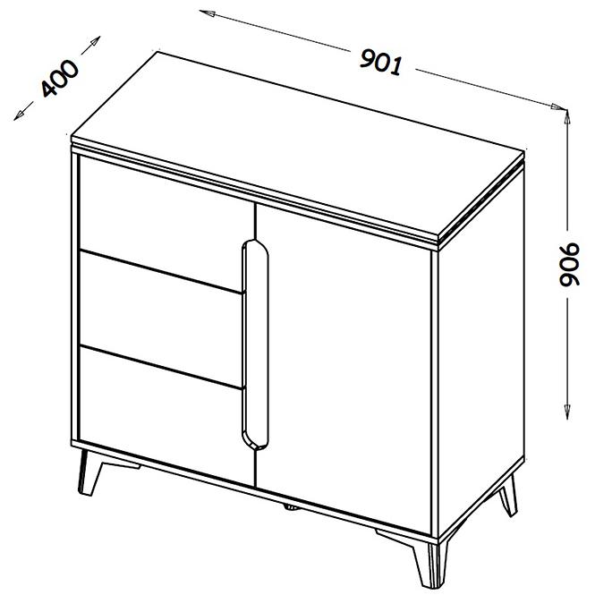 Kommode Gappa 1d3s Esche/Weiß