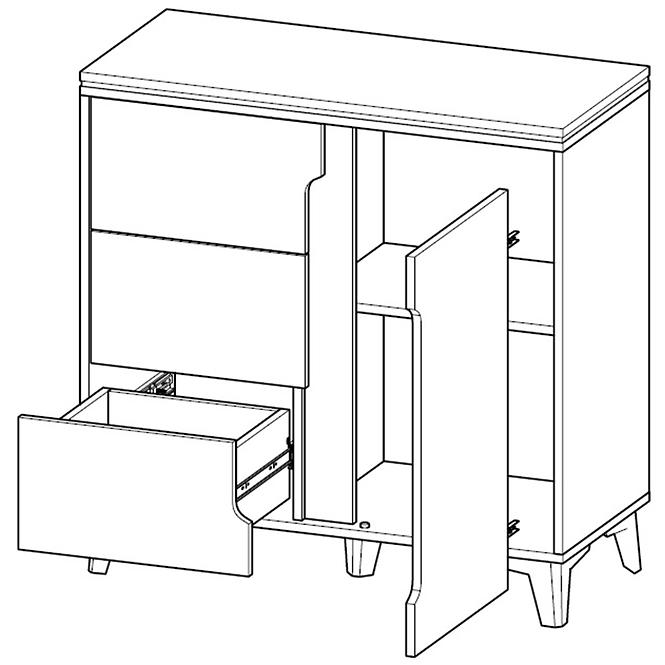 Kommode Gappa 1d3s Esche/Weiß