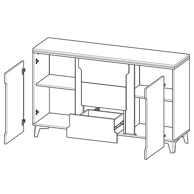 Kommode Gappa 2d3s Esche/Weiß