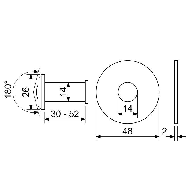 Türspion Rvw.30-52.Schwarz