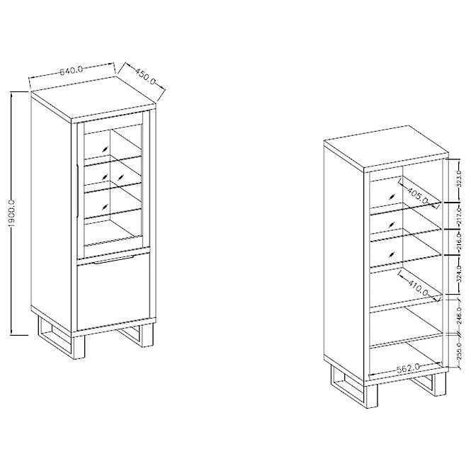 Sys Halle 05 Vitrine  2d Wotan-Eiche