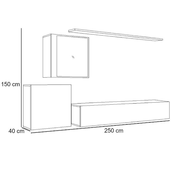 Wohnwand Switch XV Glass+LED weiß/graphit