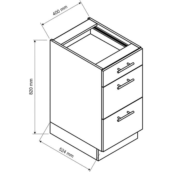 Küchenzeile Oscar D40s/3 Weiß Lesk/Weiß