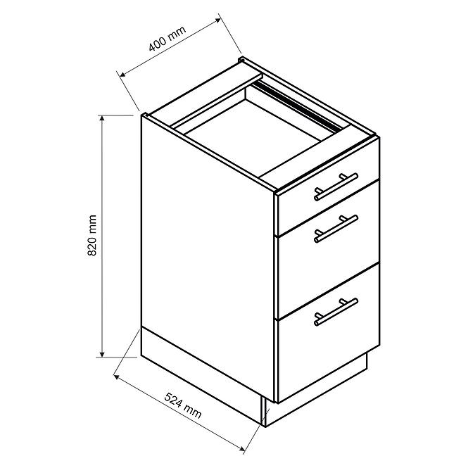 Küchenzeile Oscar D40s/3 Anthrazit Lesk/Weiß