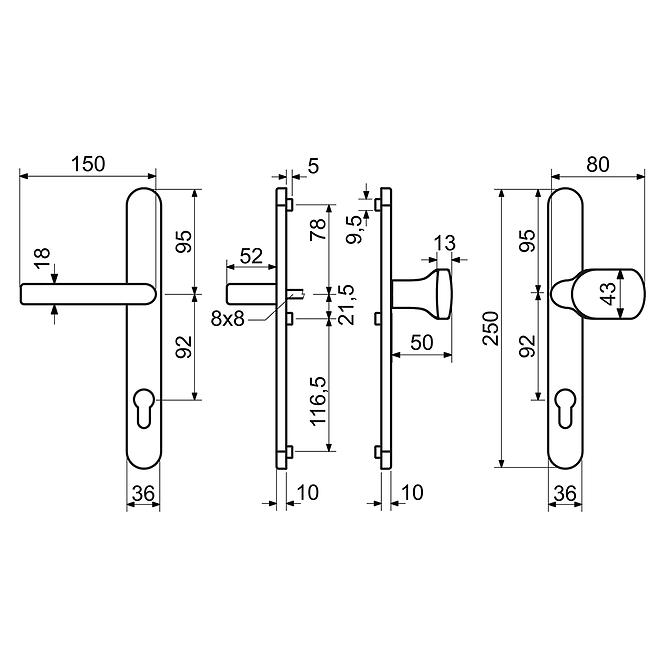 Aluminiumbeschläge RHD.0030.92.F4