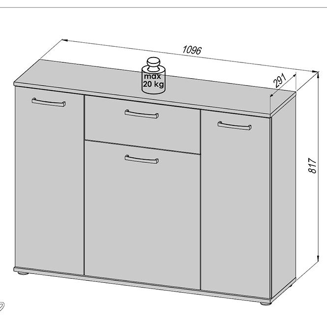 Kommode Niko 110cm Eiche Sonoma