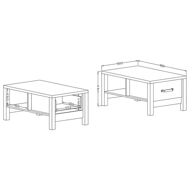 Couchtisch Olin 99 1S Appenzeller Fichte / schwarz