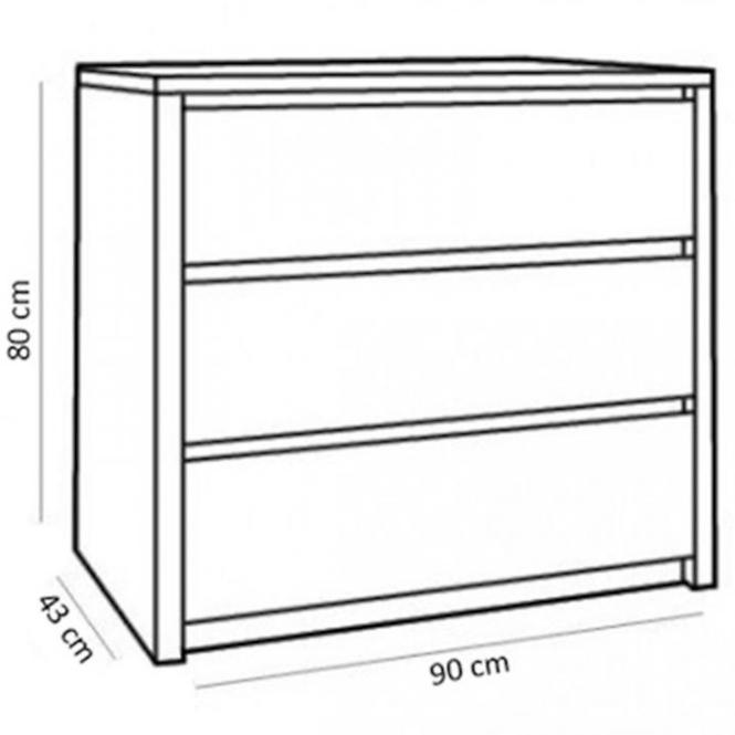 Kommode Montana 90cm EicheTrüffel, K3S