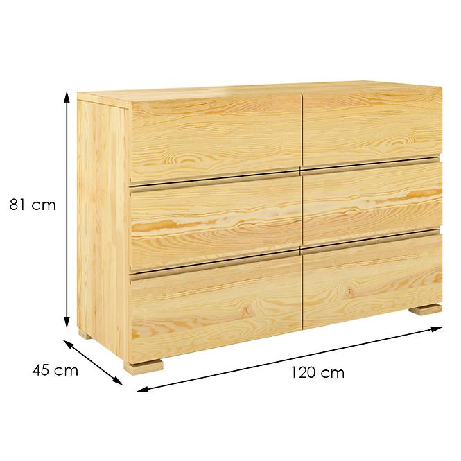 Holzkommode kiefer 6S Skandica vestre natur