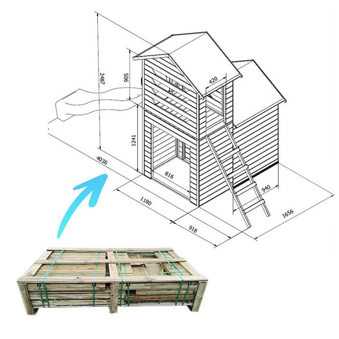 Kindergartenhaus Robert mit Rutsche 165x118x249cm