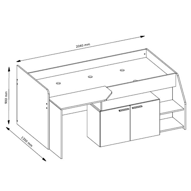 Bett MULTI 38 weiß/grau graphit