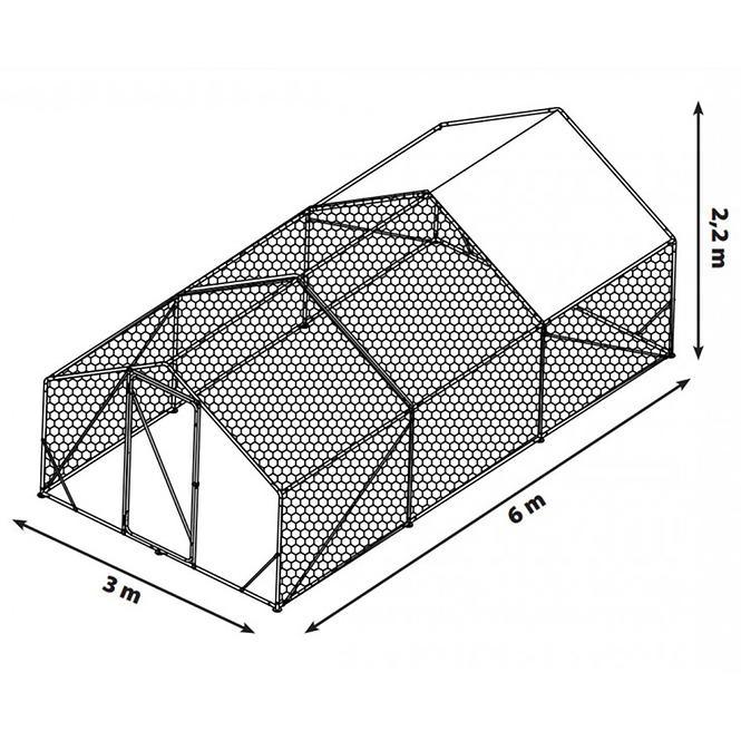 Hühnerkäfig aus Metall 300x600x220 cm