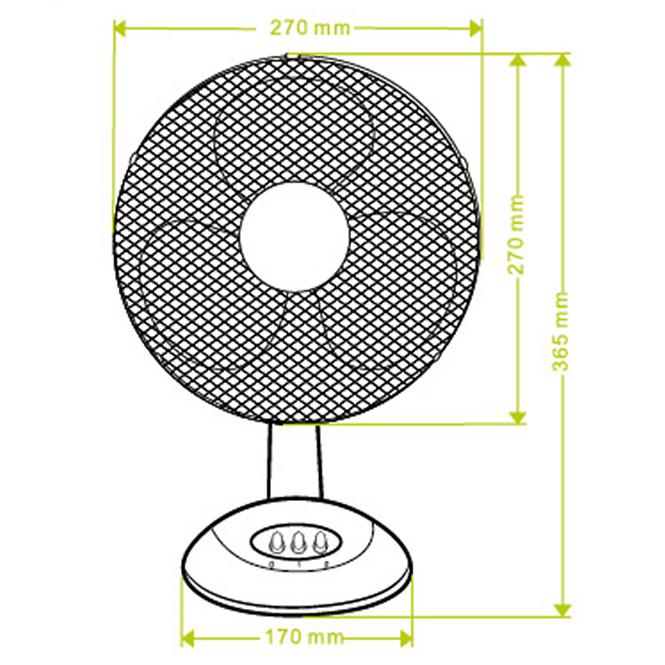 Schreibtischventilator  9” VO0020 Weiß