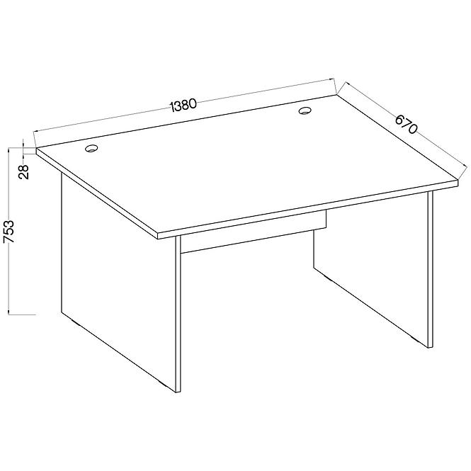 Schreibtisch Malta eiche artisan (arbeitsplatte 28mm) Typ 170