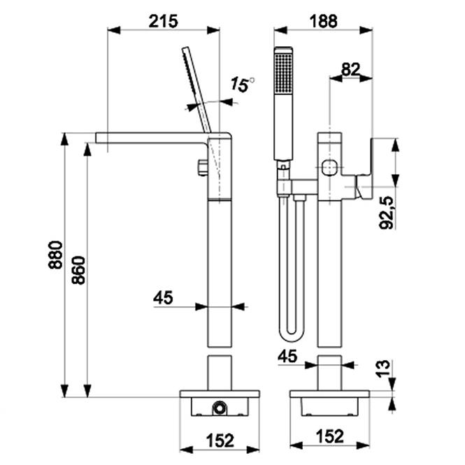 Badewannenarmatur freistehend Logon Black 