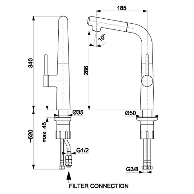 Küchenarmatur mit Wasserfiltration Mungo