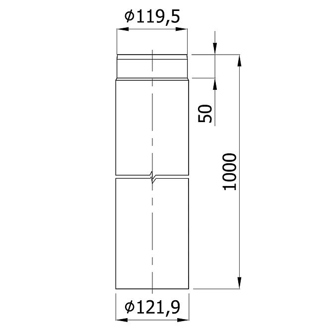 Gerades Rohr RP 120/1000-CZ6 Grau