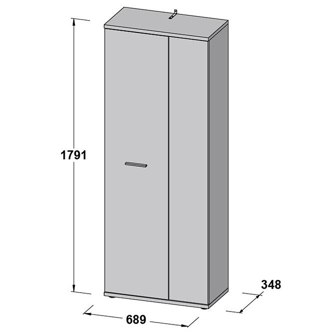 Schrank Net 5p Beton /Weiss