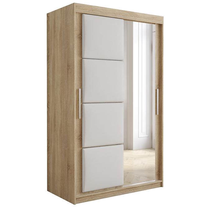 Schrank Tapi 120 Eiche Sonoma/Weiss Öko-Leder