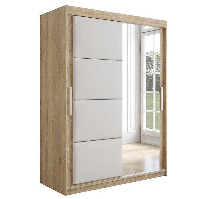 Schrank Tapi 150 Eiche Sonoma/Weiss Öko-Leder