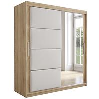 Schrank Tapi 180 Eiche Sonoma/Weiss Öko-Leder