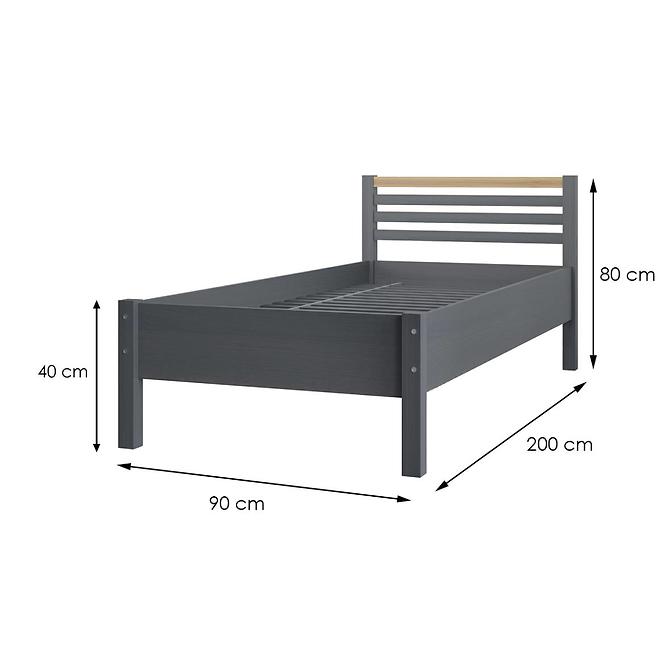 Bett Oskar 90x200 Grau