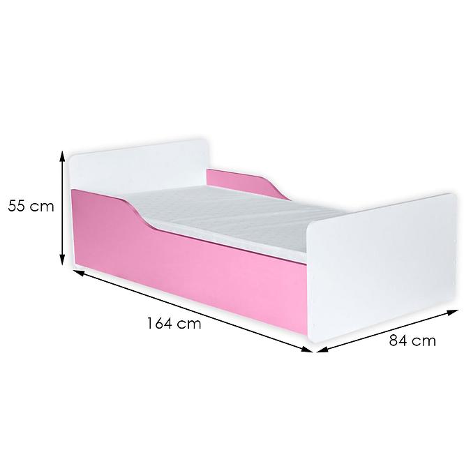 Bett mit Matratze BB08 weiß+rosa