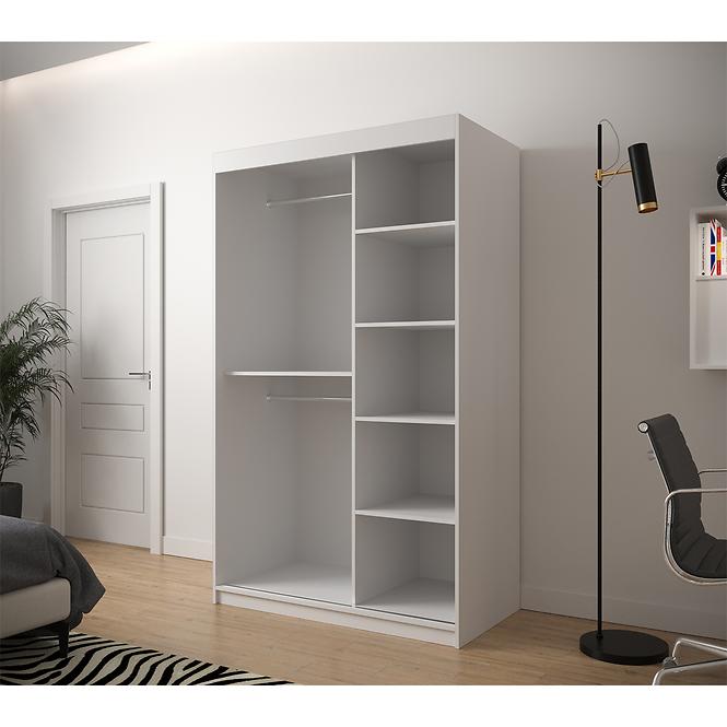 Schrank Jodelka 120 Weiss/Eiche Artisan/Schwarz