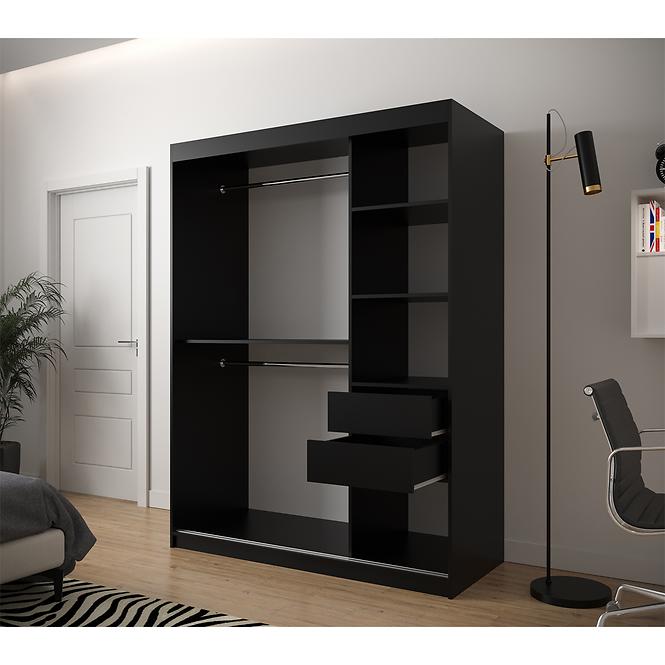 Schrank Jodelka 150 Schwarz/Eiche Artisan/Schwarz