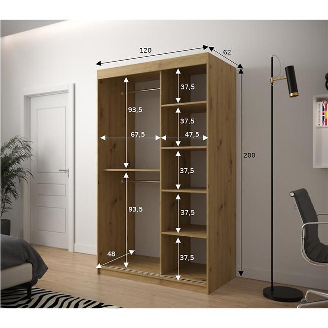 Schrank Jodelka 1 120 Eiche Artisan/Eiche Artisan/Schwarz