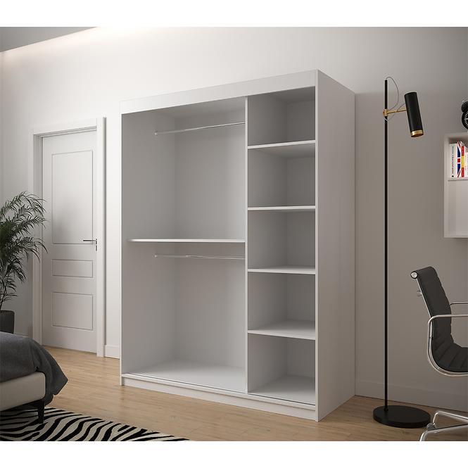 Schrank Jodelka 1 150 Weiss/Eiche Artisan/Schwarz