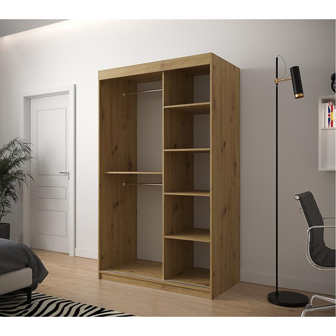 Schrank Jodelka 2 120 Eiche Artisan/Eiche Artisan/Schwarz