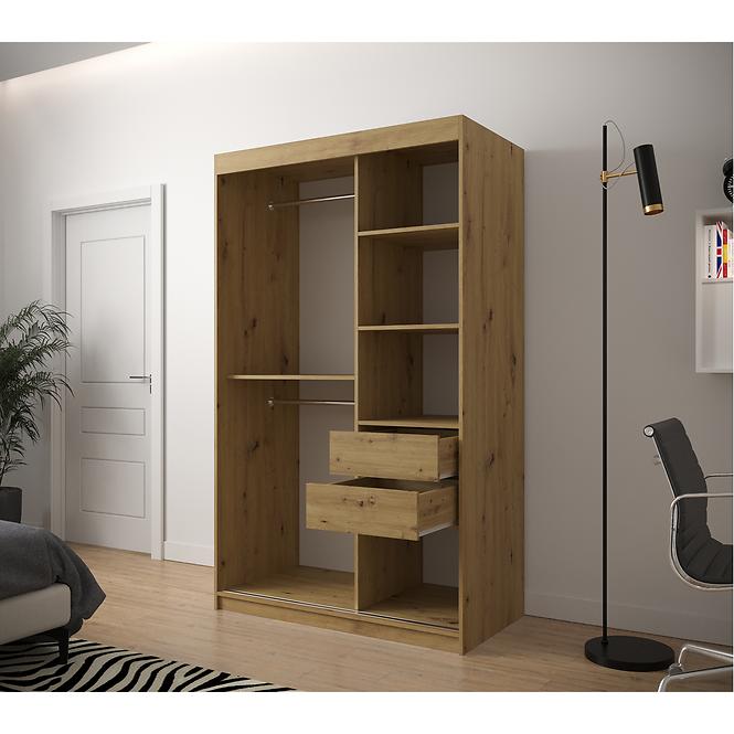 Schrank Jodelka 2 120 Eiche Artisan/Eiche Artisan/Schwarz