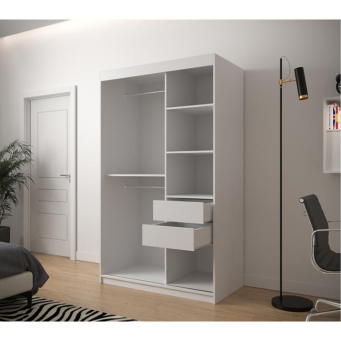 Schrank Jodelka 2 120 Weiss/Eiche Artisan/Schwarz