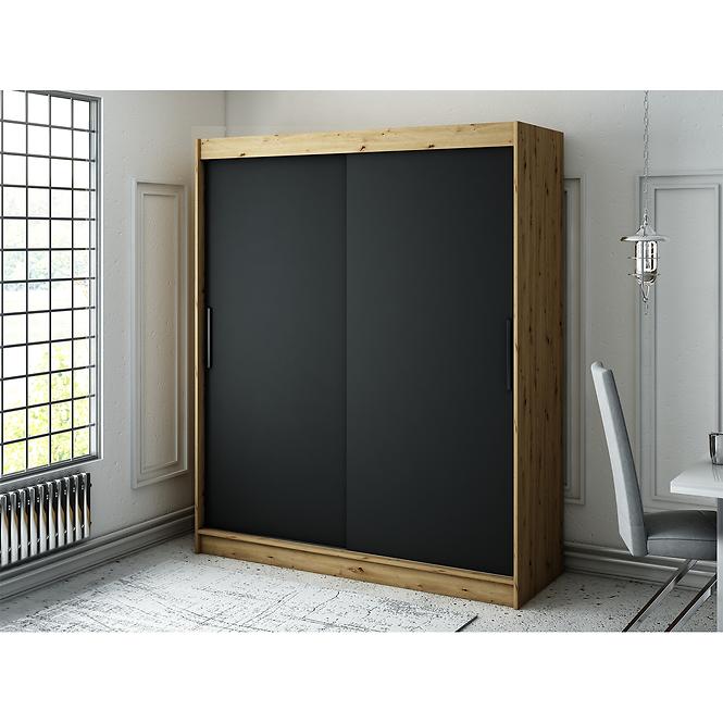 Schrank Halifax T 180 eiche Artisan/schwarz