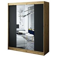 Schrank Halifax T1 180 eiche Artisan/schwarz/Spiegel