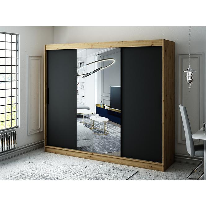 Schrank Halifax T1 250 eiche Artisan/schwarz/Spiegel