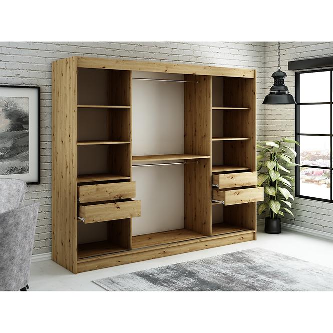 Schrank Halifax T2 250 eiche Artisan/schwarz/Spiegel