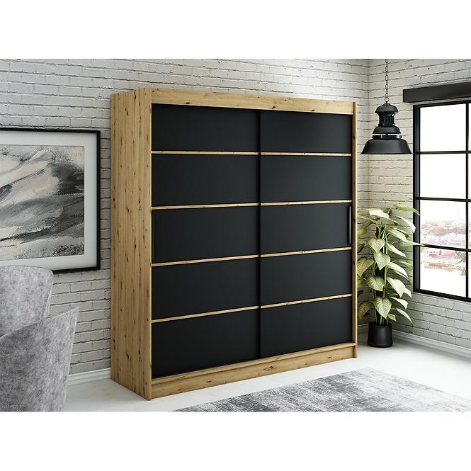 Schrank Halifax V1 200 eiche Artisan/schwarz