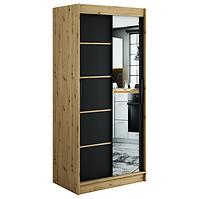 Schrank Halifax V2 100 eiche Artisan/schwarz/Spiegel