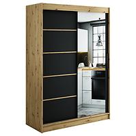 Schrank Halifax V2 150 eiche Artisan/schwarz/Spiegel