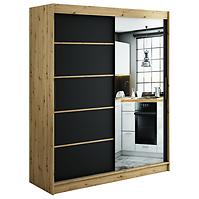 Schrank Halifax V2 180 eiche Artisan/schwarz/Spiegel