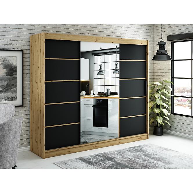 Schrank Halifax V2 250 eiche Artisan/schwarz/Spiegel