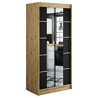 Schrank Halifax V4 100 eiche Artisan/schwarz/Spiegel