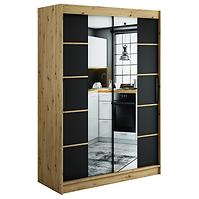 Schrank Halifax V4 150 eiche Artisan/schwarz/Spiegel