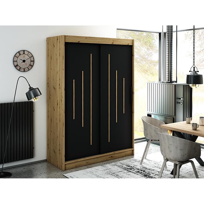 Schrank Halifax Y 150 eiche Artisan/schwarz