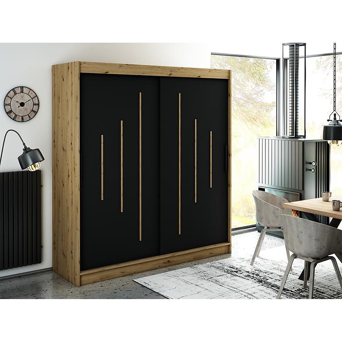 Schrank Halifax Y 200 eiche Artisan/schwarz