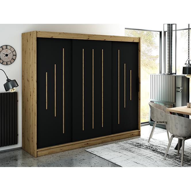 Schrank Halifax Y 250 eiche Artisan/schwarz